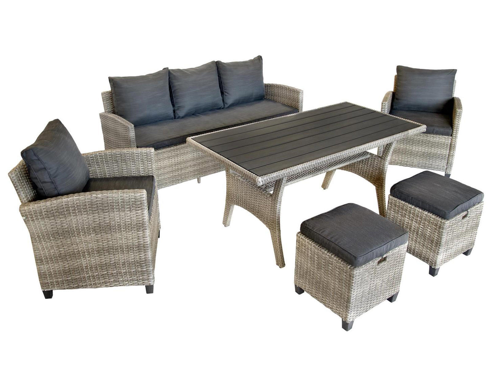 GARTEN-ESSGRUPPE Alpi II Braun Polyrattan für 5 Personen - Braun, Kunststoff - Green Spirit