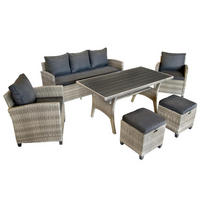GARTEN-ESSGRUPPE Alpi II Braun Polyrattan für 5 Personen - Braun, Kunststoff - Green Spirit