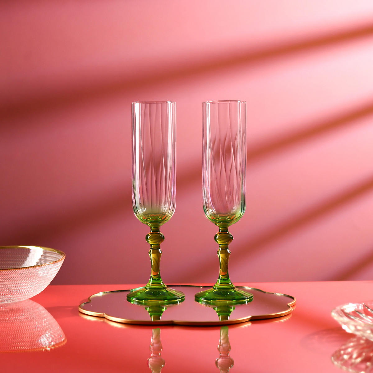 SEKTGLÄSER, 2er-Set, 200 ml - Grün, Glas (0.2L) - Krosno Glass