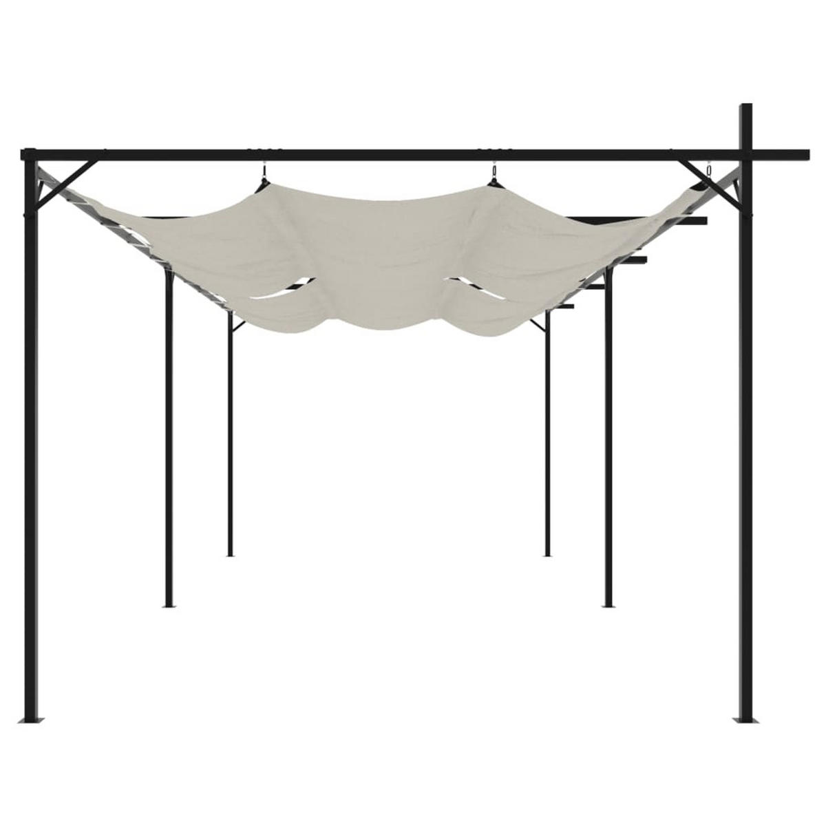 TERRASSENÜBERDACHUNG mit Schiebedach OLIMP | Creme 589x292x230cm | Pergola Garten Pavillon - Creme, Metall (589/230/292cm) - DELUKE