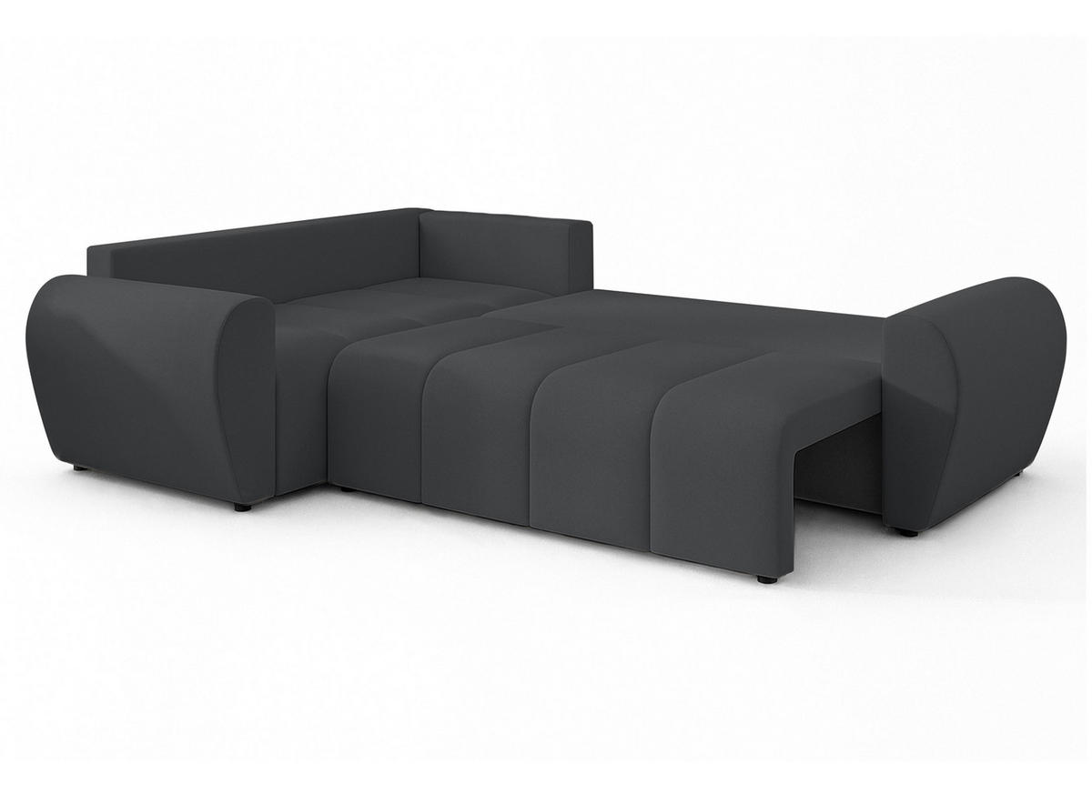 ECKSOFA L Form Malatya MAX Dunkelgrau 246/145/80 cm stilvolle mit Schlaffunktion L - Dunkelgrau/Schwarz, Kunststoff/Textil (175/235cm) - AX Living