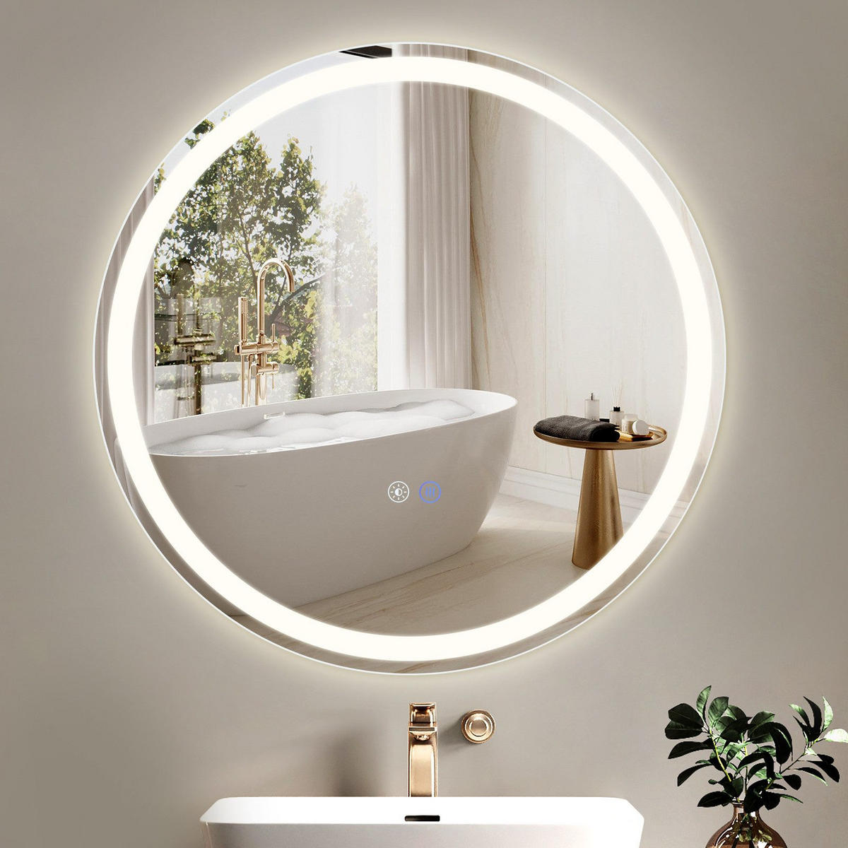 BADEZIMMERSPIEGEL Mainz mit LED-Leuchte Ø60 cm - Weiß, Glas (60/2.5/60cm) - Nettlife