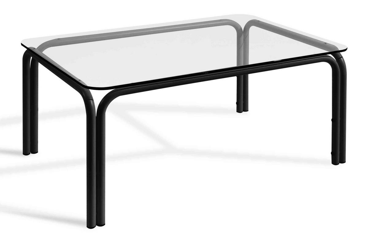 GARTENTISCH RAMBE Stahlrahmen, LOFT, Anthrazit - Dunkelgrau, Glas/Metall (65/95/41.5cm) - KONSIMO®
