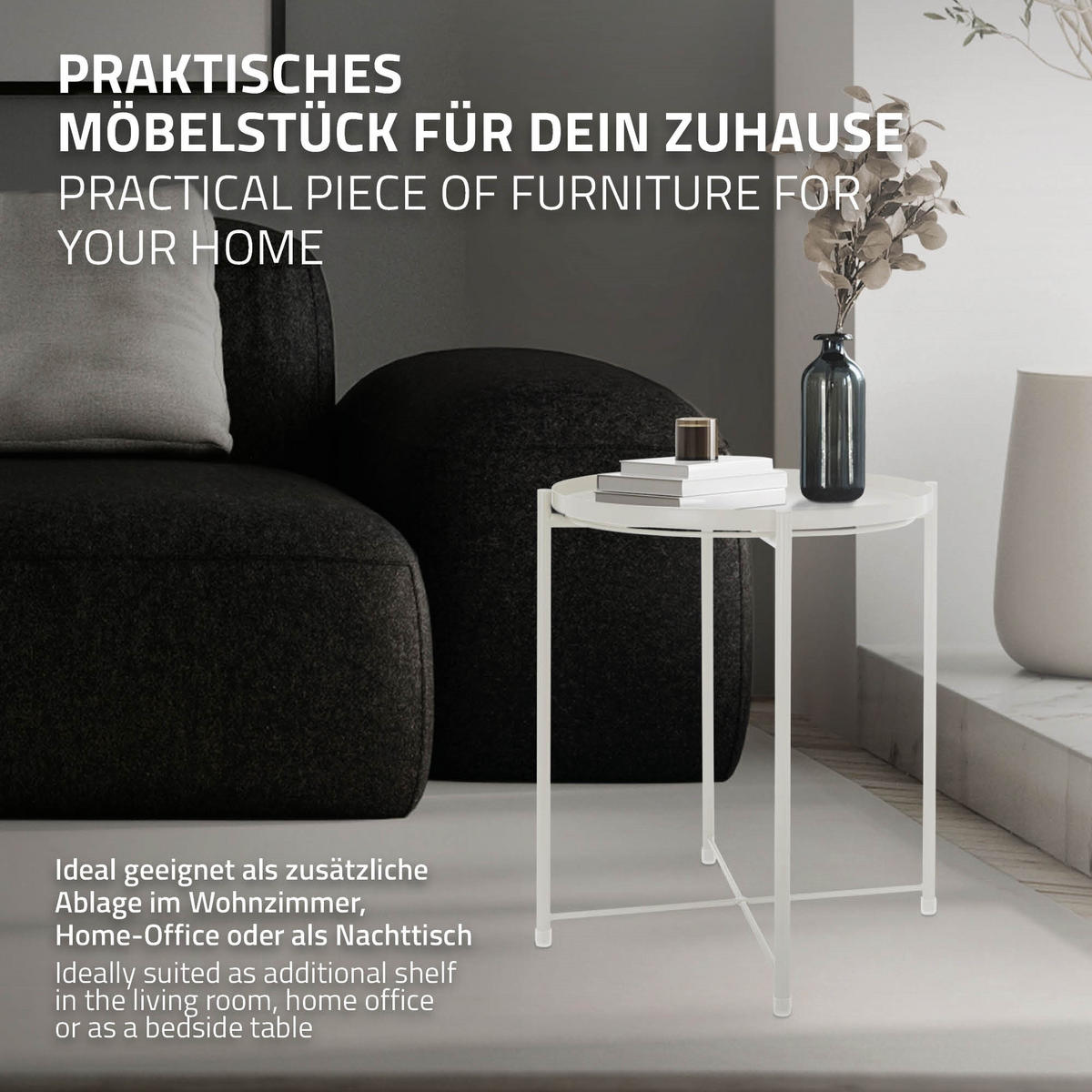 BEISTELLTISCH Rund Weiß 45/52 cm - Weiß, Metall (52/45/52cm) - ML-DESIGN