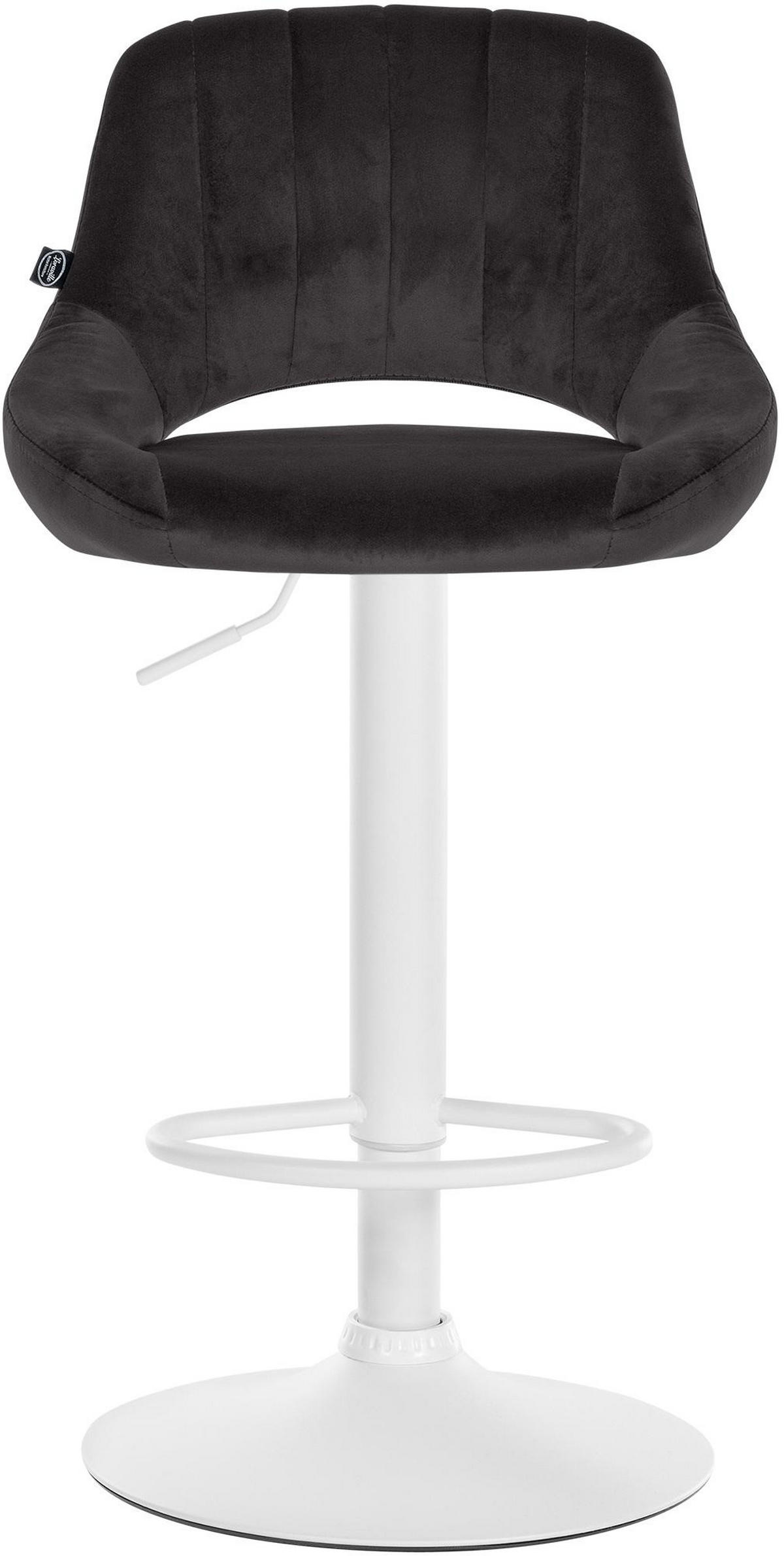 BARHOCKER 2er Set Samt schwarz - Schwarz/Weiß, Textil (47/85/48cm) - CLP