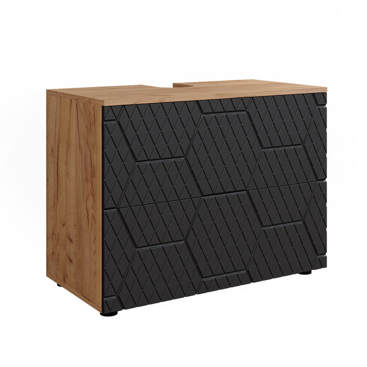 WASCHBECKENUNTERSCHRANK Irma Anthrazit gestreift 80 cm mit 2 Schubladen - Anthrazit, Holzwerkstoff (41/58.6/80cm) - Vicco