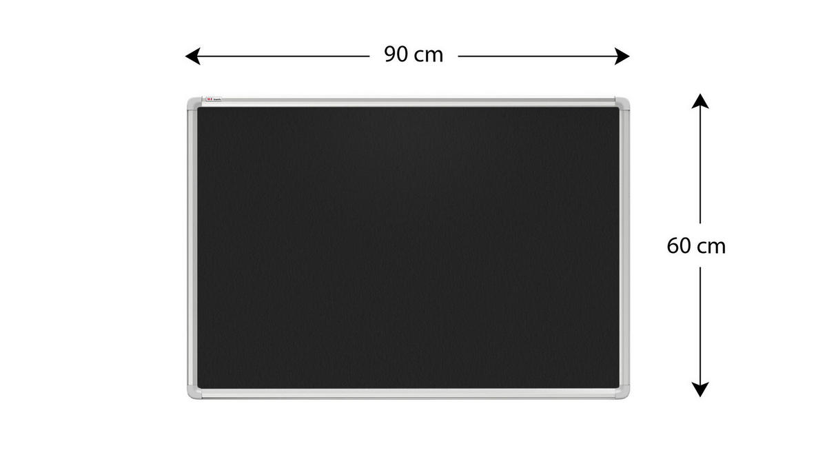 FILZTAFEL mit Alurahmen Schwarz 90x60 cm - Schwarz, Metall (90/60/1.6cm) - ALLboards
