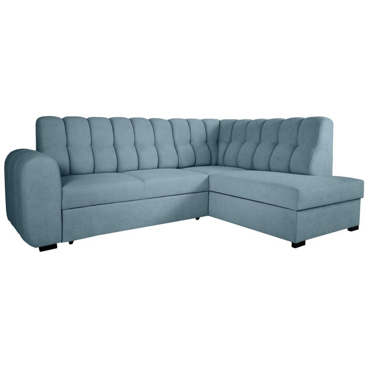 ECKSCHLAFSOFA Zoja rechts hellblau - Schwarz/Hellblau, Textil (261/193cm) - Beautysofa