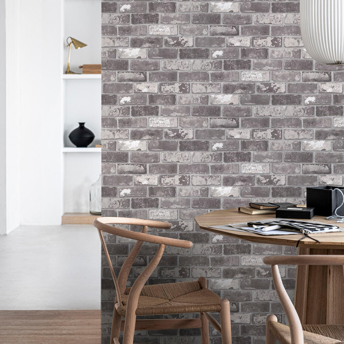 VLIESTAPETE Ziegel Grau - Grau, Papier/Kunststoff (53/1000cm) - Walldoctor