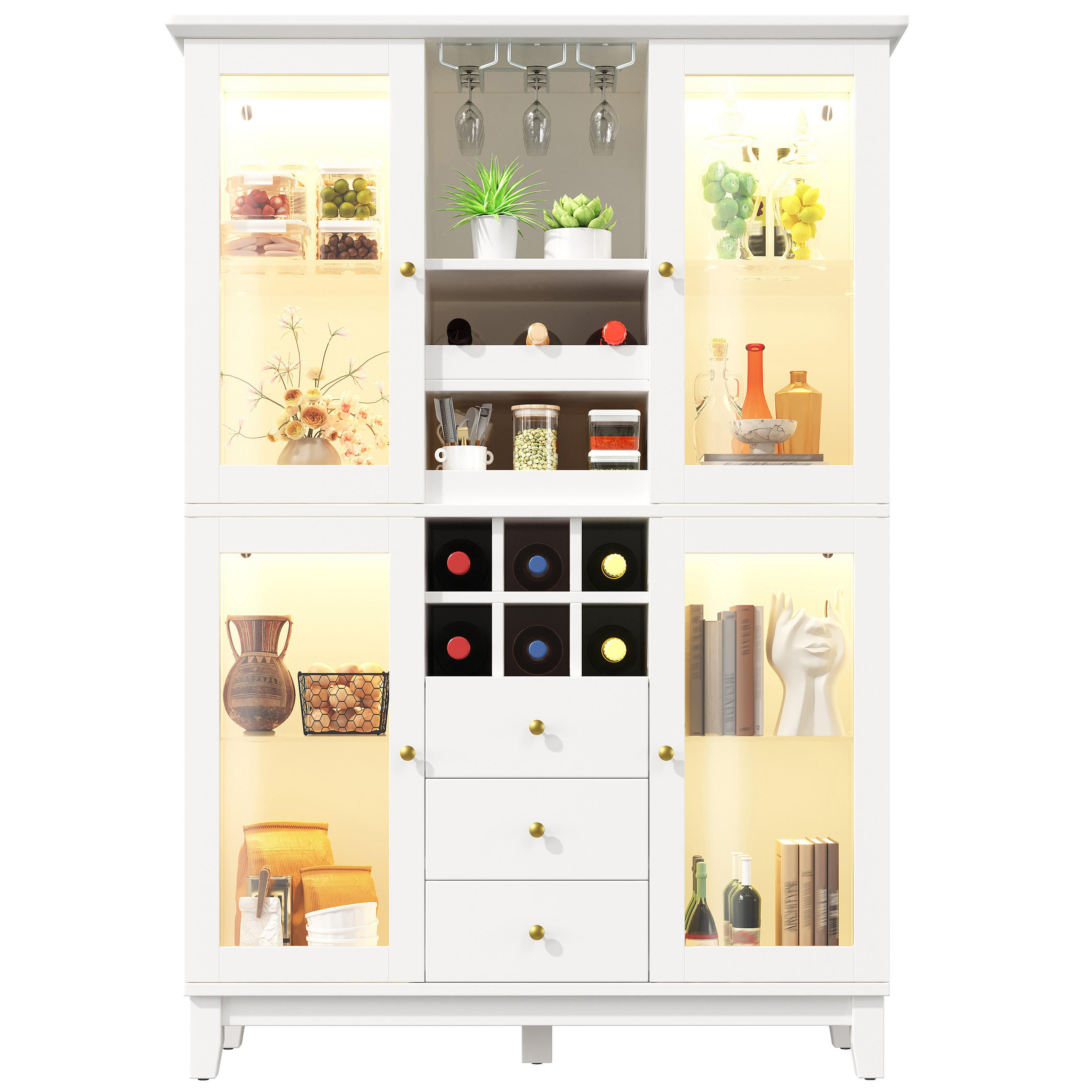 WEINSCHRANK LED App 180.5x120x40Cm Glas Flaschenhalter - Weiß, Holzwerkstoff (120/180.5/40cm) - FLIEKS