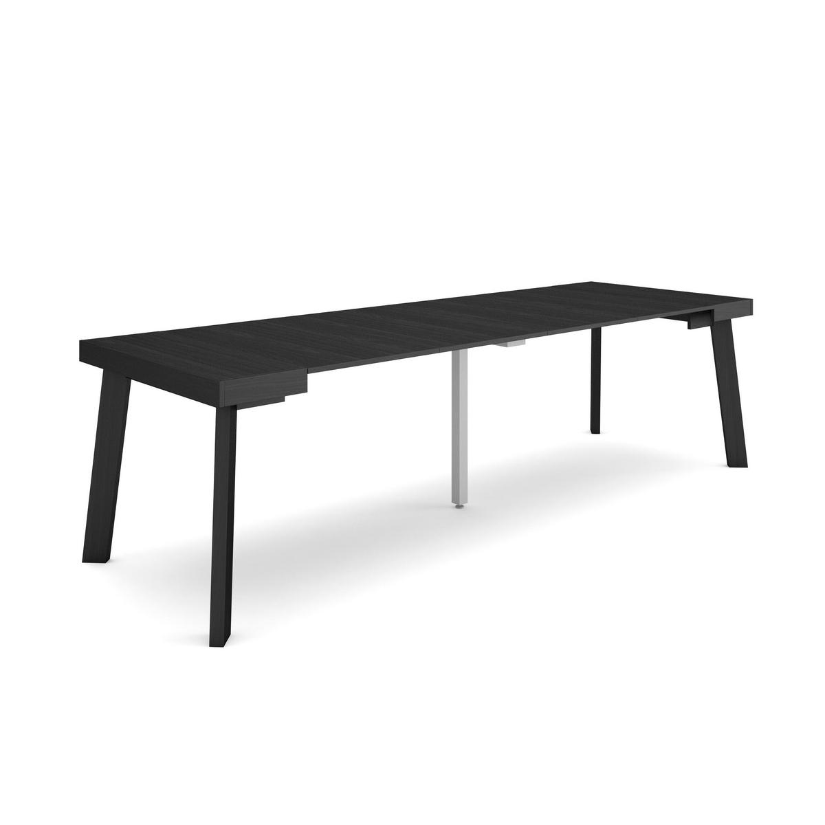 KONSOLENTISCH ausziehbar 58 bis 262cm, für 12 Gäste, schwarz, 90/58/73cm - Schwarz, Holzwerkstoff (90/262/73cm) - Skraut Home