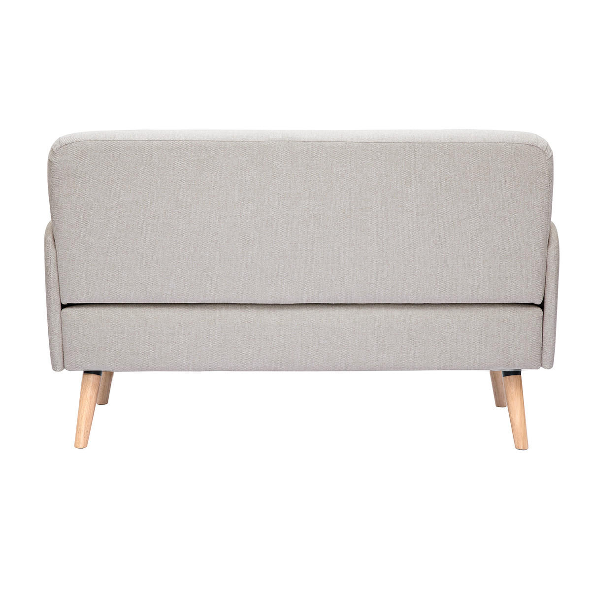 SOFA 2-Sitzer Beiger Stoff Samteffekt Helles Holz ISKO - Beige, Textil (131/81/76.5cm) - Miliboo