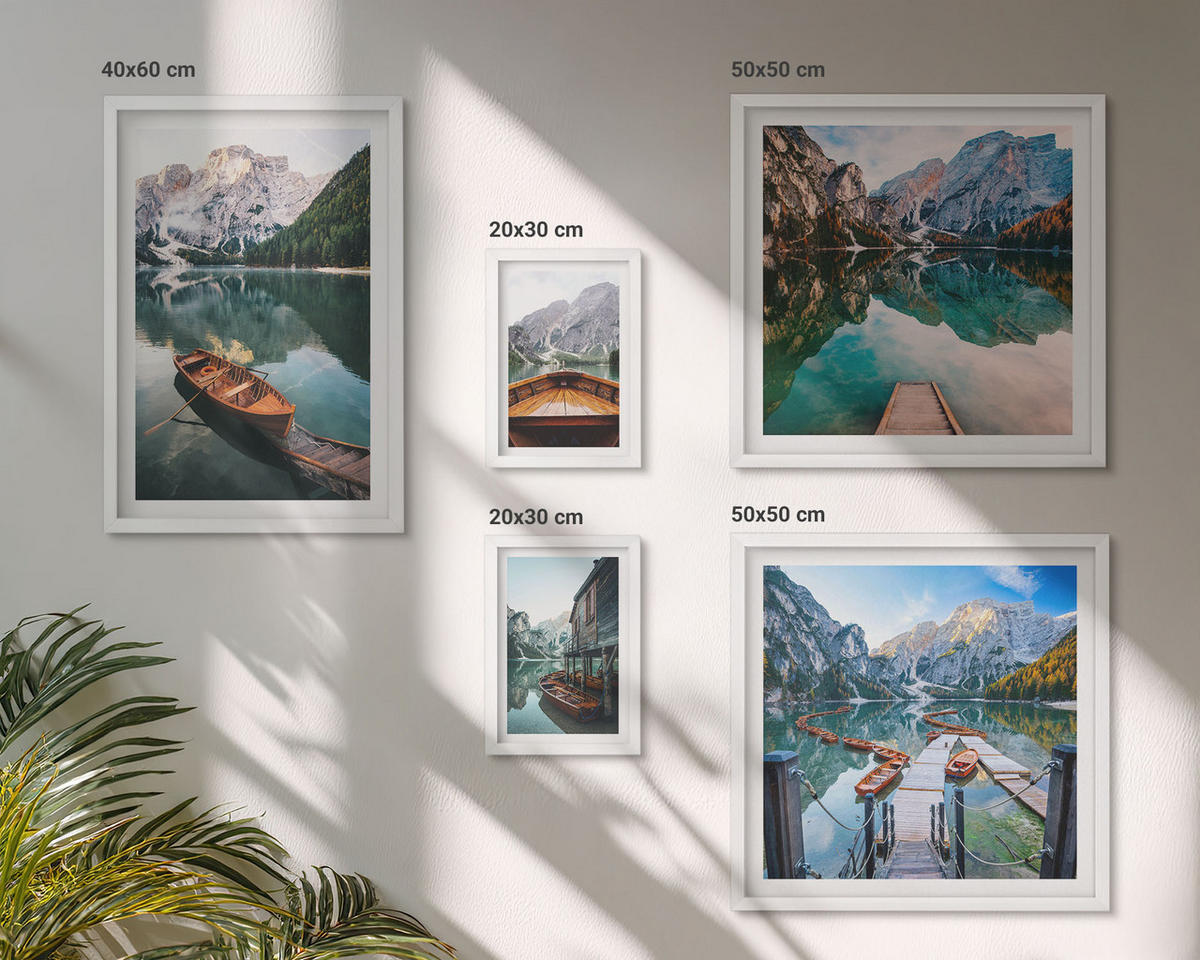 BILDER SET 5er Set - 50x50 cm & 20x30 cm & 40x60 cm Weißer Rahmen - Zarte Rosenblüten für die Küche - Weiß, Kunststoff (40/60cm) - TULUP