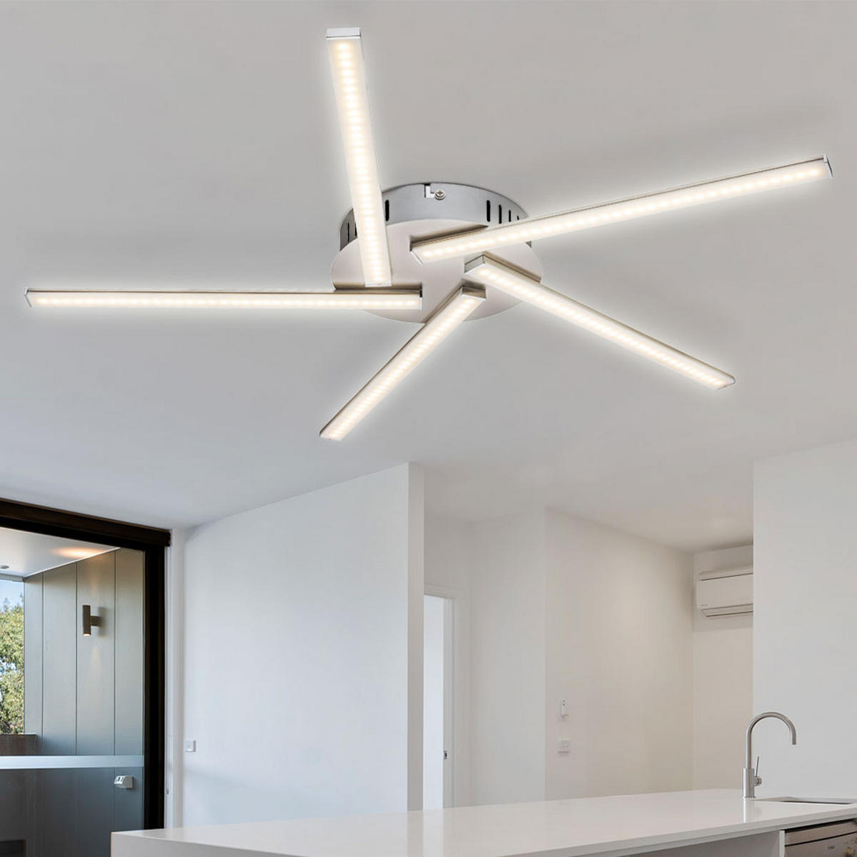 LED DECKENLEUCHTE ARTAX Silber Kristalloptik - Silberfarben, Metall (60/60/5cm) - Globo Lighting