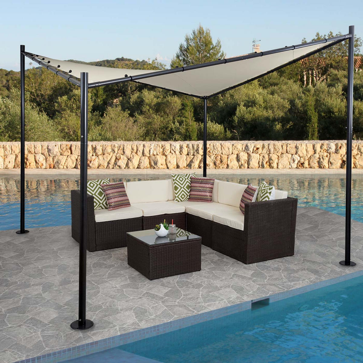 PERGOLA GESTELL Schwarz - Schwarz, Metall (411/292/411cm) - MCW