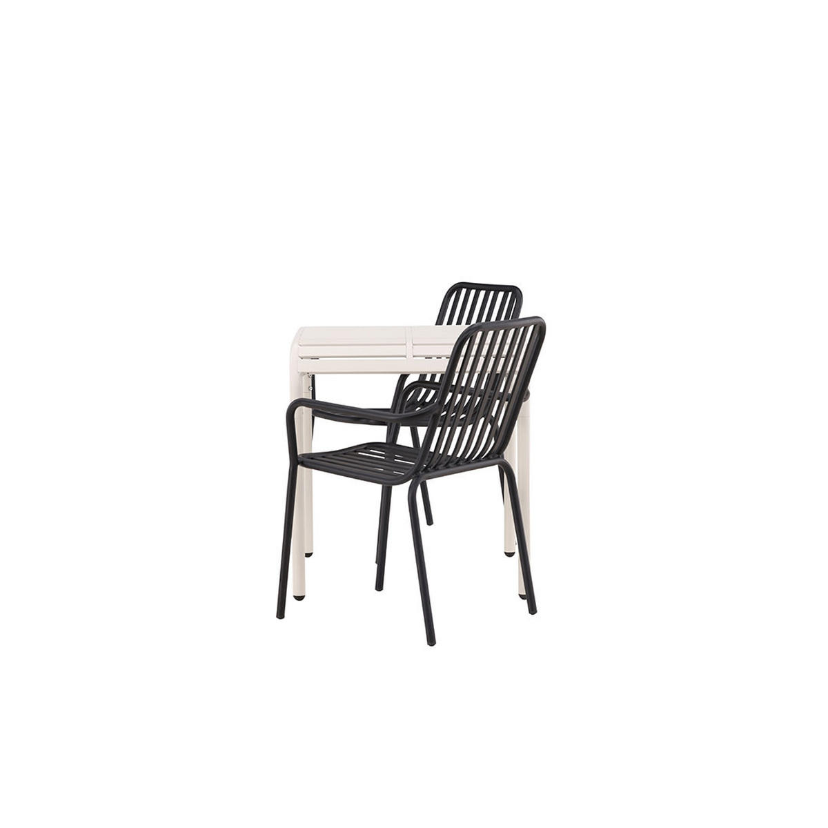 GARTENSET, Borneo, Tisch Beige, Stühle Schwarz, Metall, 70 x 70 x 75 cm, 3-teilig - Beige, Metall - ebuy24