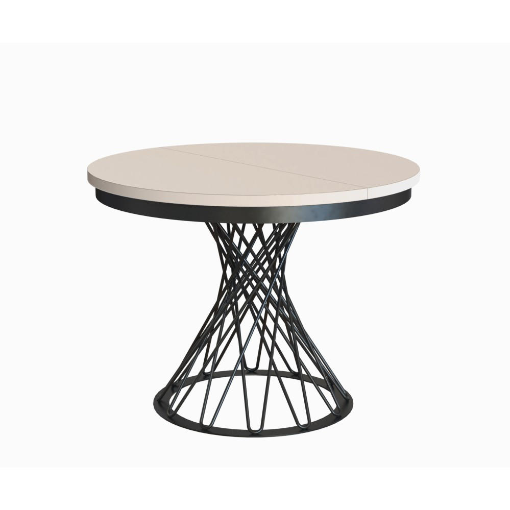 ESSTISCH Laura, Runder, mit Metallbeinen, Kaschmir+Schwarz - Kaschmir/Schwarz, Holzwerkstoff/Metall (100/100/77cm) - Beautysofa