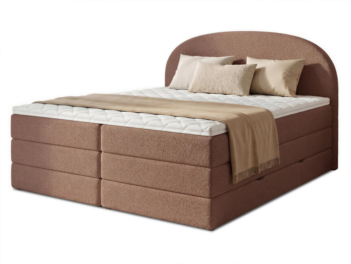 BOXSPRINGBETT Cloud Max - 160x200 -rosa (Coral 45) - Schwarz/Rosa, Holz/Holzwerkstoff (160/200cm) - Sofnet