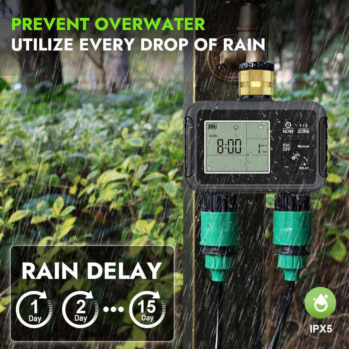 BEWÄSSERUNGSREGLER Außen-Wasserhahn-Timer mit Regenverzögerung - Grau, Kunststoff (12/5/12cm) - Weltevree