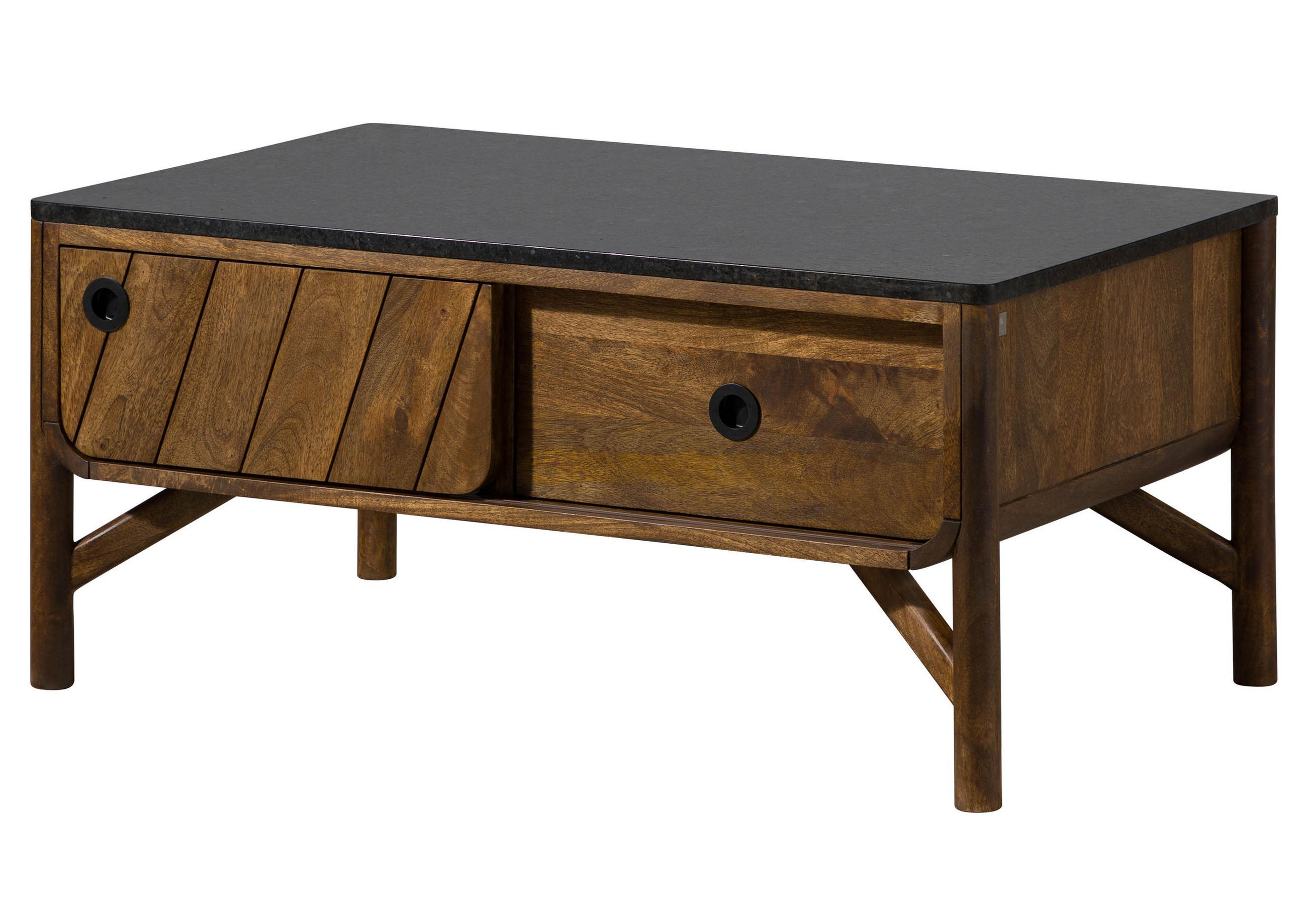 COUCHTISCH Mango 100x60x45 braun geölt / dunkler Granit LOS ANGELES #105 - Braun, Holz (100/60/45cm) - Massivmoebel24