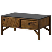 COUCHTISCH Mango 100x60x45 braun geölt / dunkler Granit LOS ANGELES #105 - Braun, Holz (100/60/45cm) - Massivmoebel24