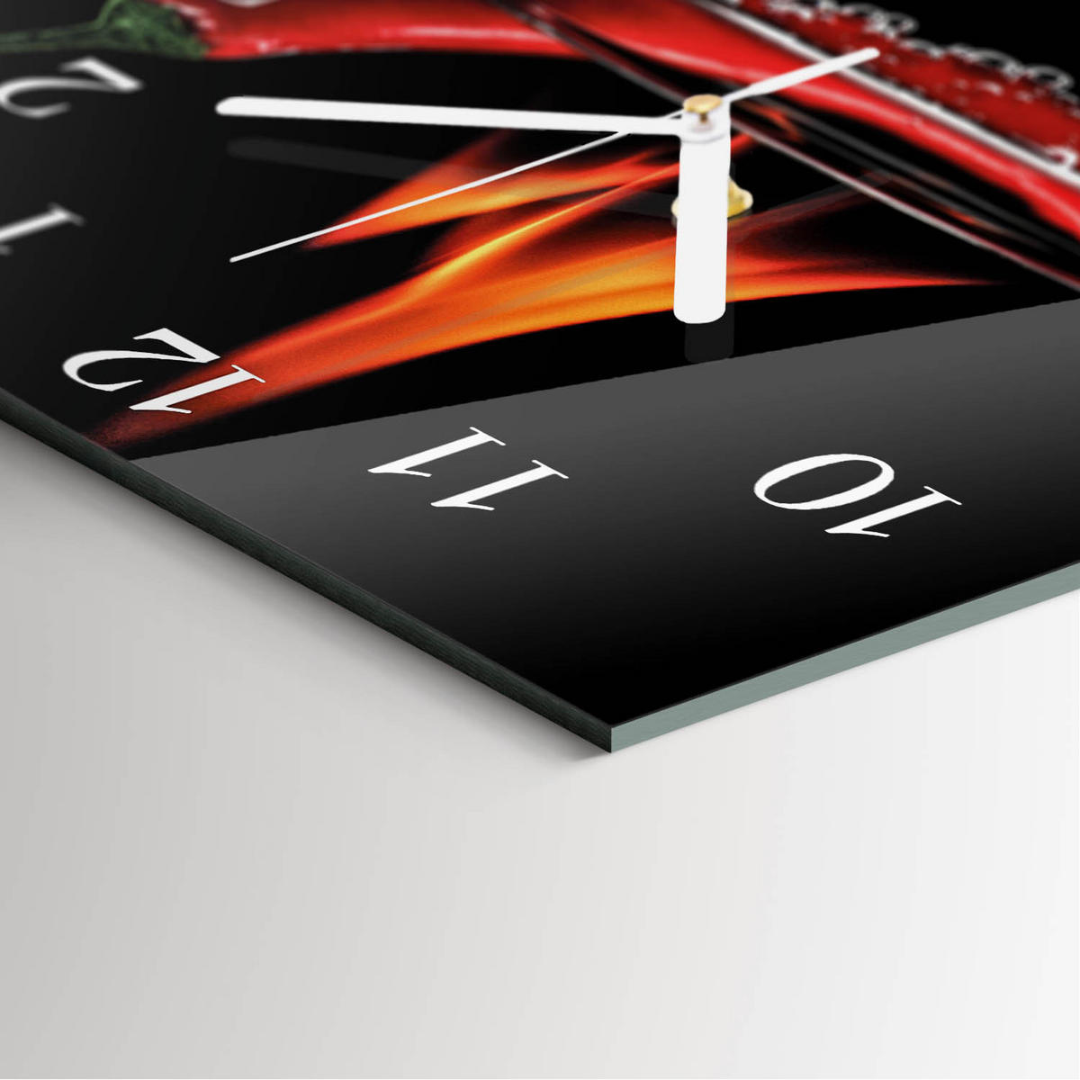 WANDUHR 30x30 cm - Chili-Feuer - Rot, Glas (30/30/0.4cm) - TULUP