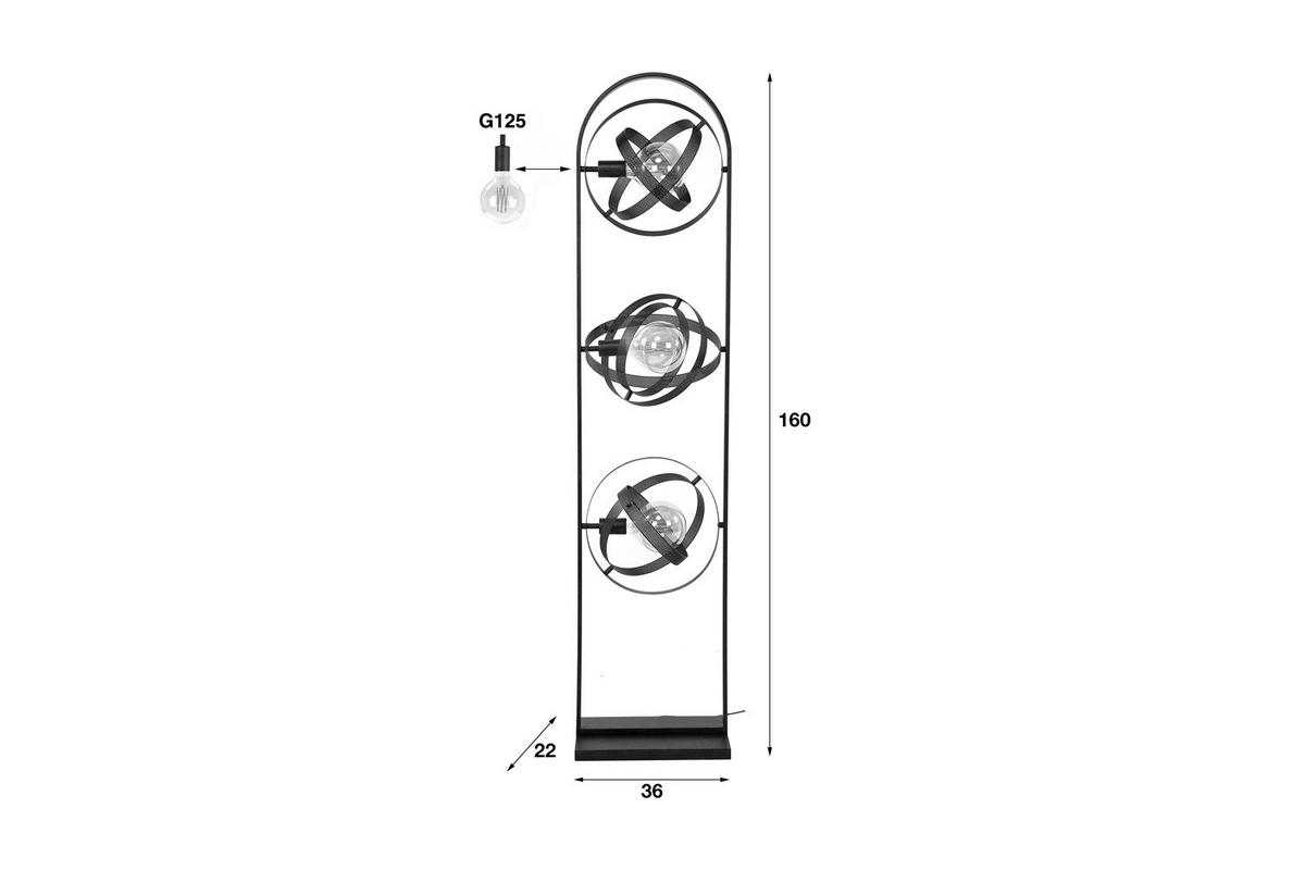 STEHLAMPE DILLY Schwarz Metall - Schwarz, Metall (22/36/160cm) - KAWOLA