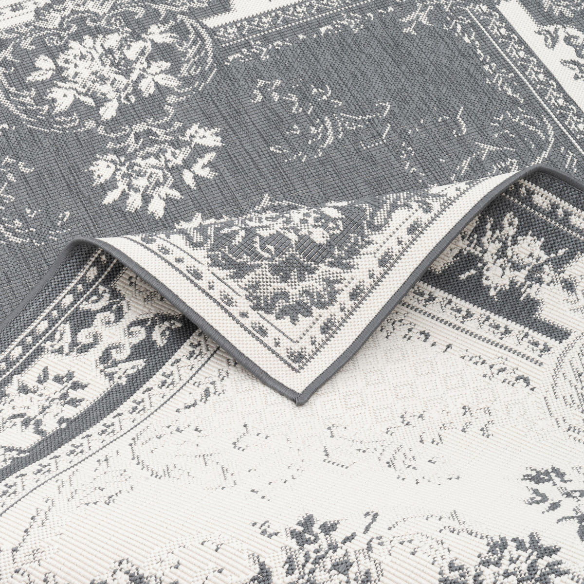 IN- UND OUTDOOR TEPPICH BEIDSEITIG CAPE COD BORDÜRE - Grau, Textil (120/160cm) - Pergamon