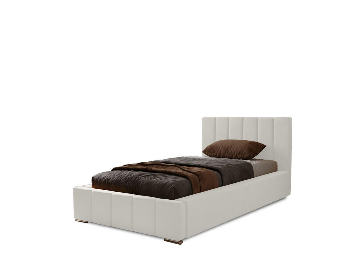 POLSTERBETT Nero 90x200 cm, Einzelbett mit Bettkasten und Lattenrost aus Holz, Velourstoff: Hellgrau - Hellgrau, Holz/Kunststoff (90/200cm) - Marpur