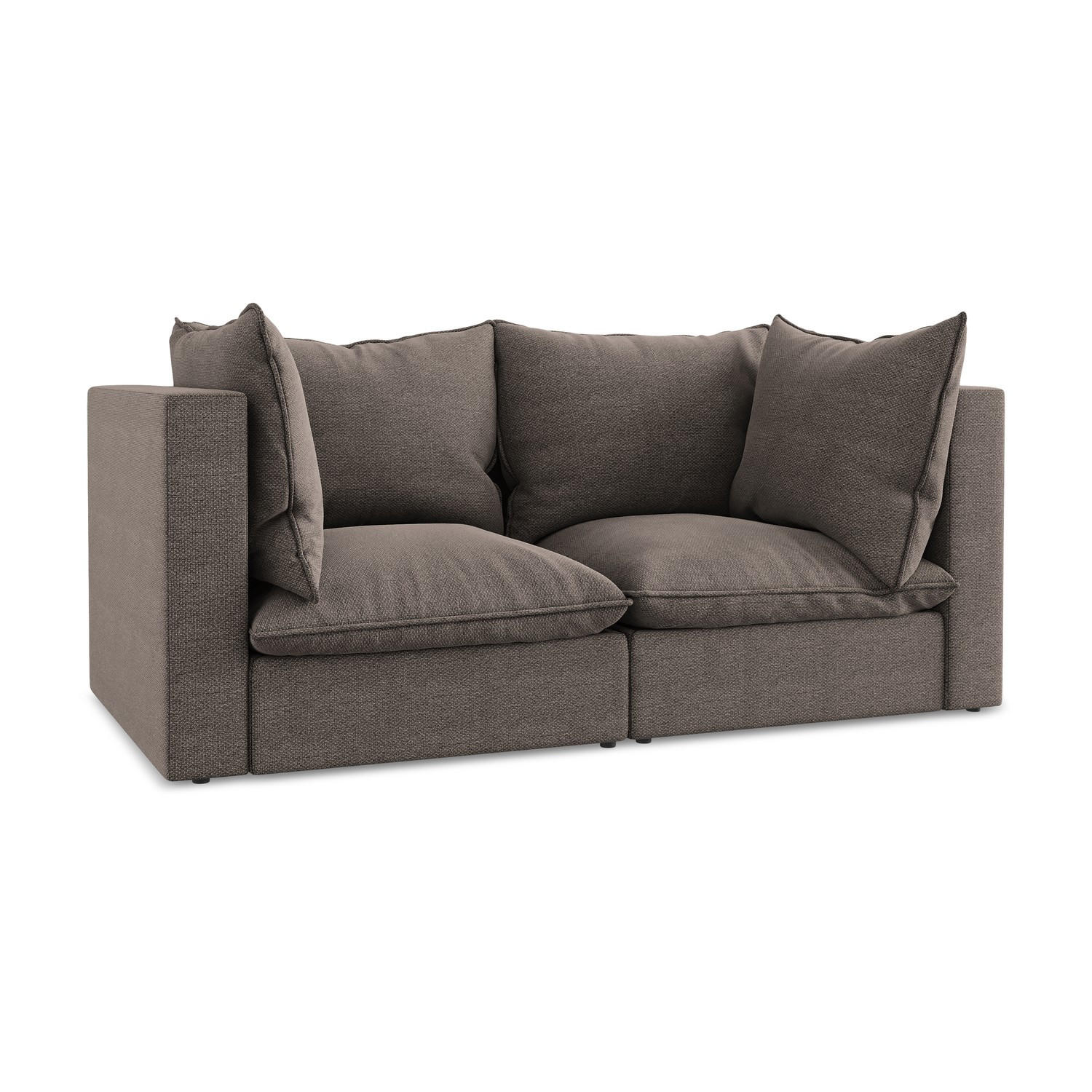 2-SITZER-SOFA Bouclé Stoff Braun - Schwarz/Braun, Holzwerkstoff/Kunststoff (180/77/90cm) - LaMiaSofa