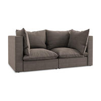 2-SITZER-SOFA Bouclé Stoff Braun - Schwarz/Braun, Holzwerkstoff/Kunststoff (180/77/90cm) - LaMiaSofa