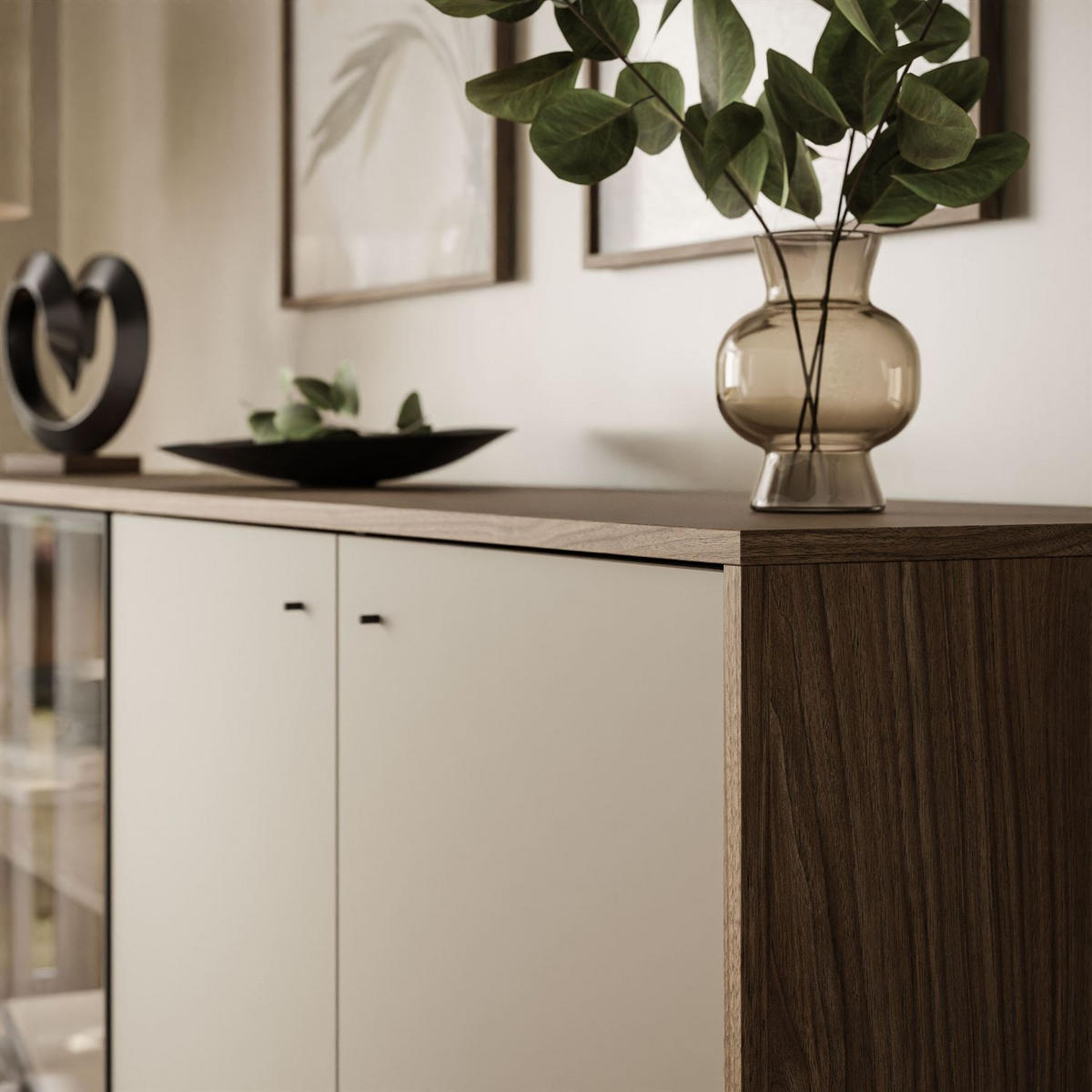 KOMMODE ISA 4D, viertürig mit LED-Beleuchtung. - Eichefarben, Holzwerkstoff (200/90/40cm) - Lookway