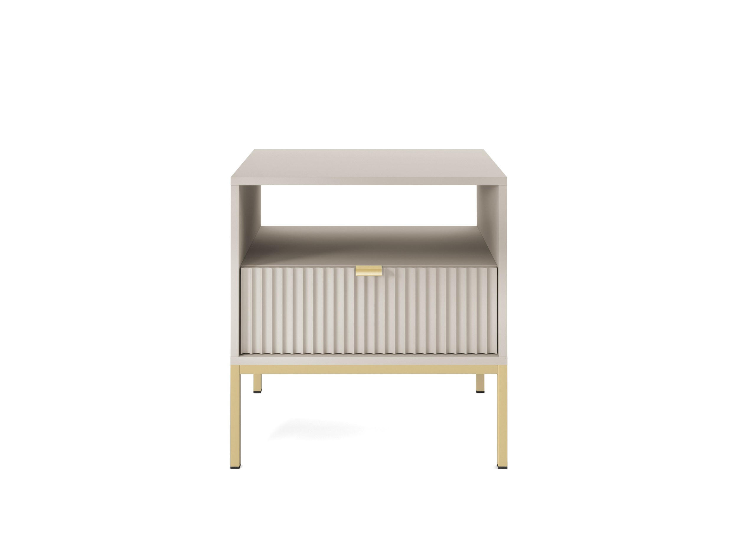 NACHTTISCH Nova Kaschmir, Golden Beine, mit Schublade - Kaschmir/Goldfarben, Holzwerkstoff/Metall (54/56/39cm) - Bettso
