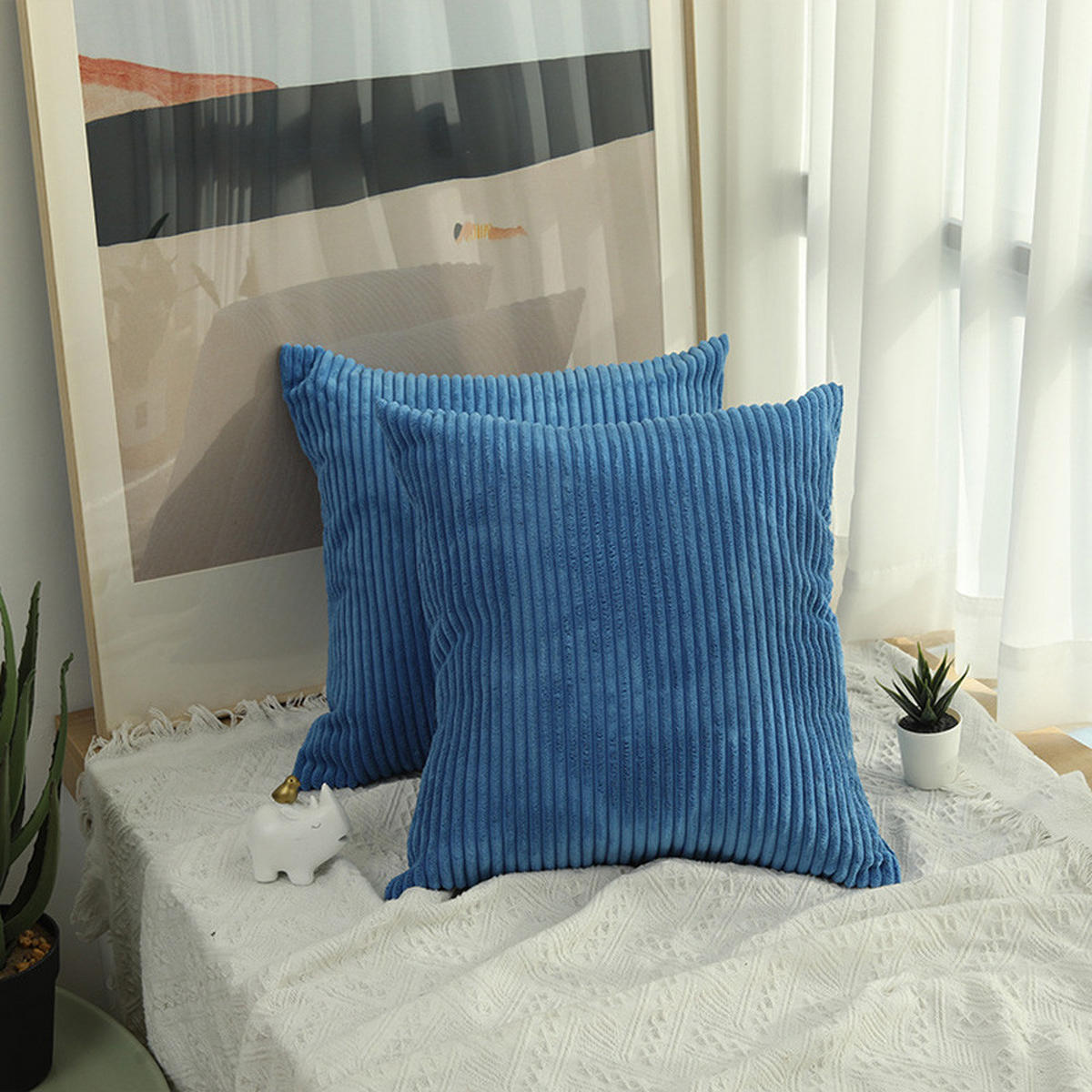 KISSENHÜLLE Plüsch Blau 45*45cm - Blau, Textil (45/45cm) - Kaket