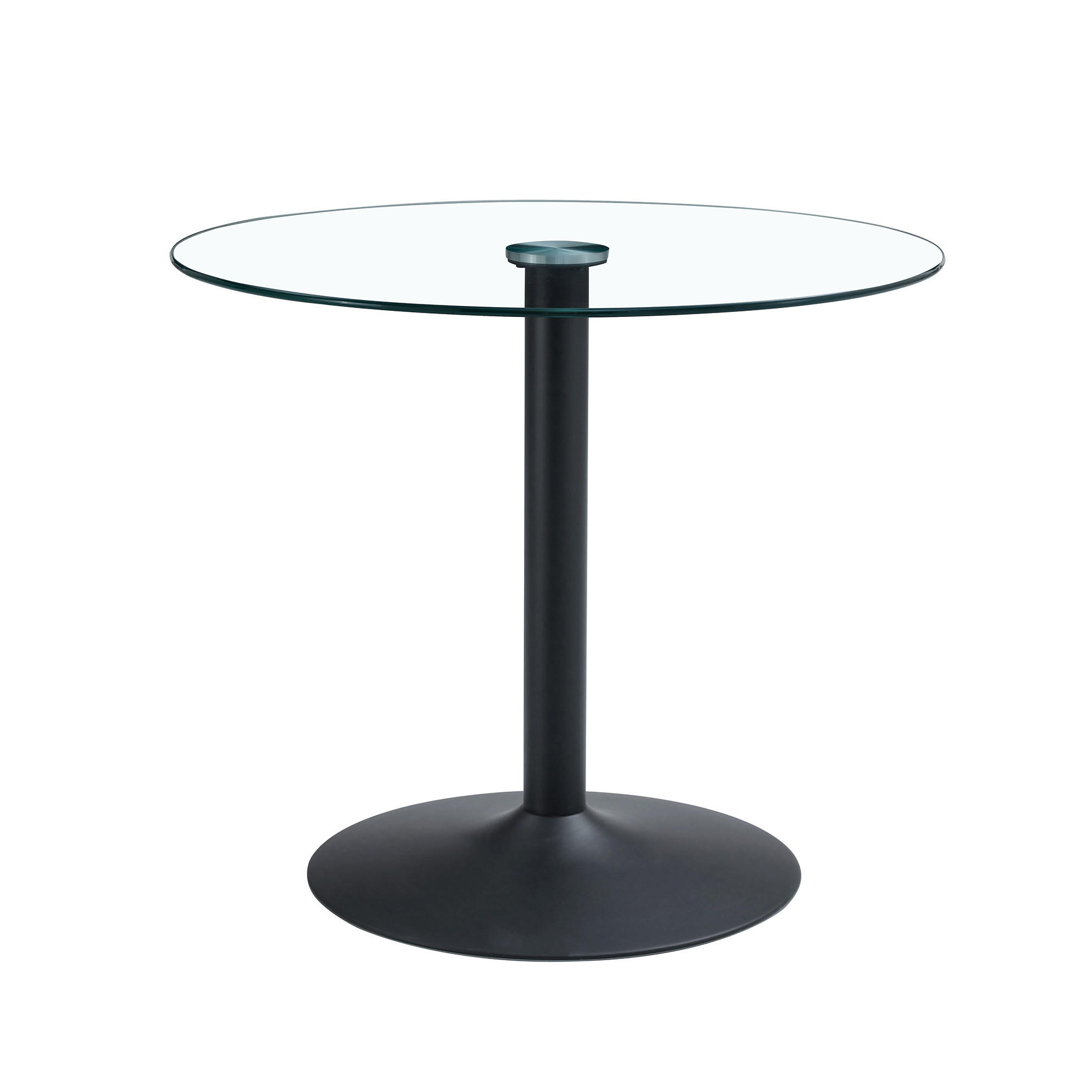 BAROVÝ stôl z tvrdeného skla a kovu, priemer 85 cm, čierny/priehľadný - čierna, kompozitné drevo (85/85/76cm) - BEAOK