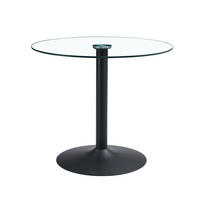 BAROVÝ stôl z tvrdeného skla a kovu, priemer 85 cm, čierny/priehľadný - čierna, kompozitné drevo (85/85/76cm) - BEAOK