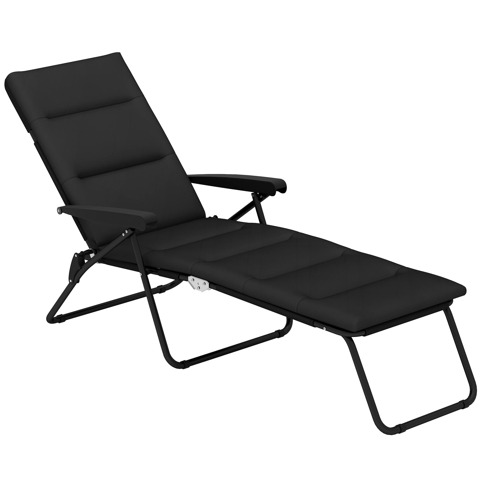 SONNENLIEGE DE-15654 153 cm, 6 Positionen, mit Matratze Schwarz - Schwarz, Metall (58.5/89/153cm) - ComfortXL