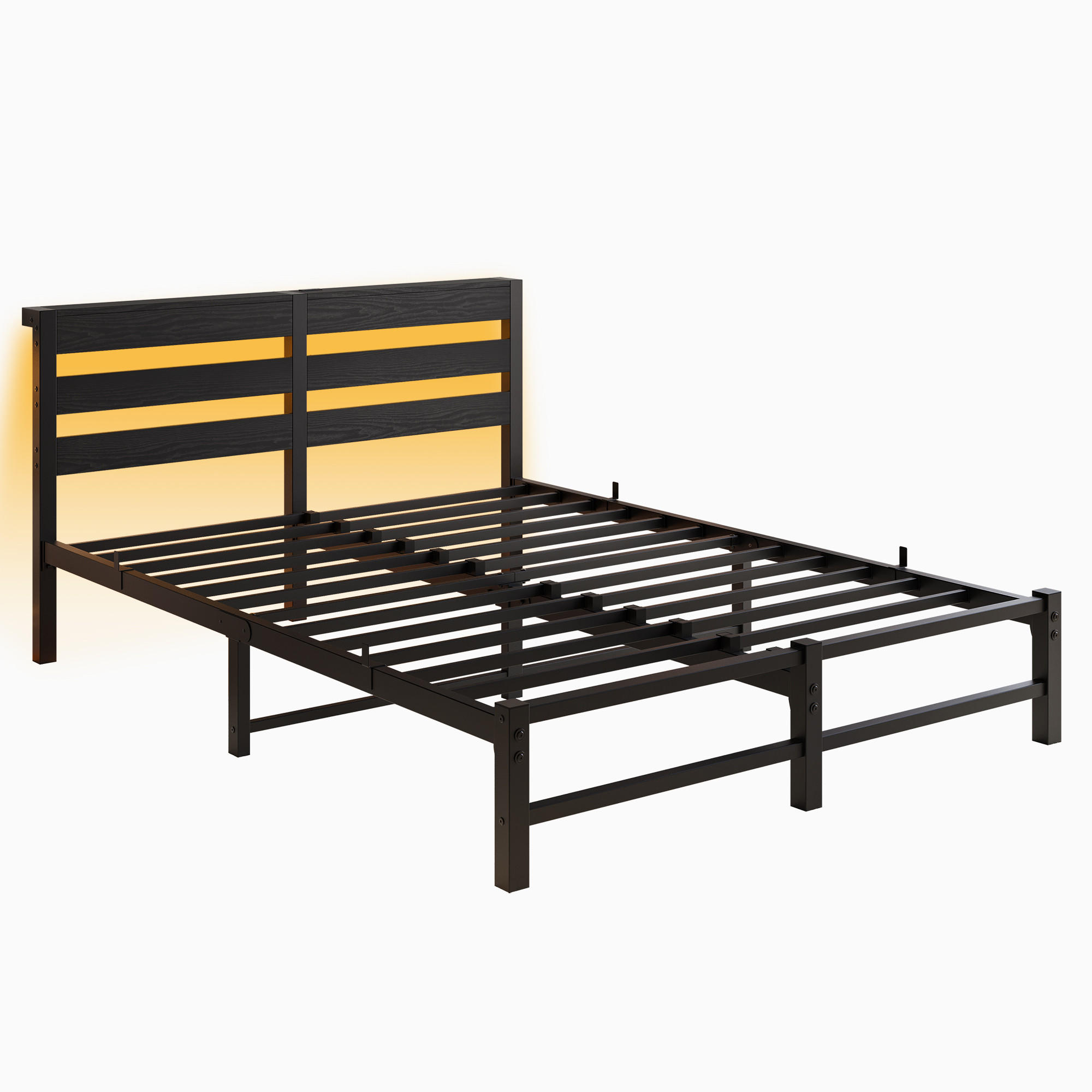ComfortXL Metallbett Schwarz 140x200 cm