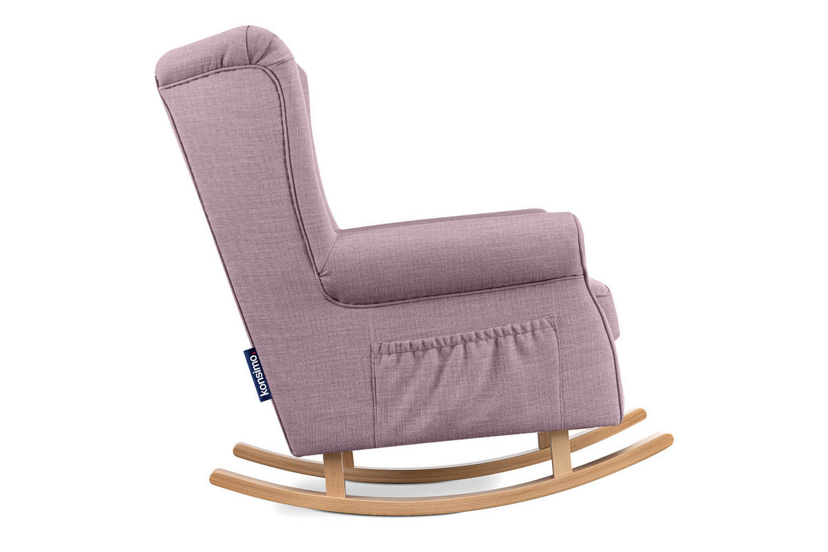 SCHAUKELSESSEL TULES mit Tasche für kleine Gegenstände, Rosé - Pink/Eichefarben, Eichenholz/Holzwerkstoff (80/105/105cm) - KONSIMO®