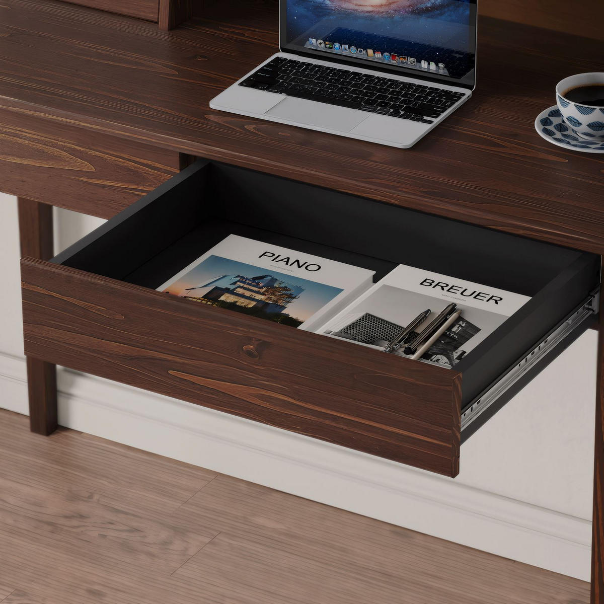 SCHREIBTISCH ALISA nussbaum - Nussbaumfarben, Holz (54/114/122cm) - IDIMEX