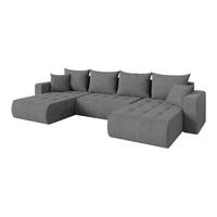 SEDACÍ SOUPRAVA DO U s funkcí spaní a úložným prostorem MILA-U 378x194x86 šedá velur - černá/šedohnědá, kompozitní dřevo/textil (378/86/194cm) - ALTDECOR