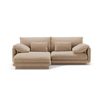 ECKSOFA links Torino aus Samt sandfarben 3 Sitzplätze - Sandfarben, Textil (170/220cm) - Micadoni