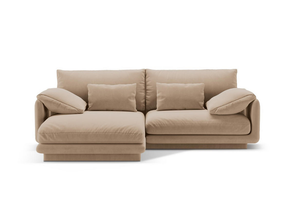 ECKSOFA links Torino aus Samt sandfarben 3 Sitzplätze - Sandfarben, Textil (170/220cm) - Micadoni