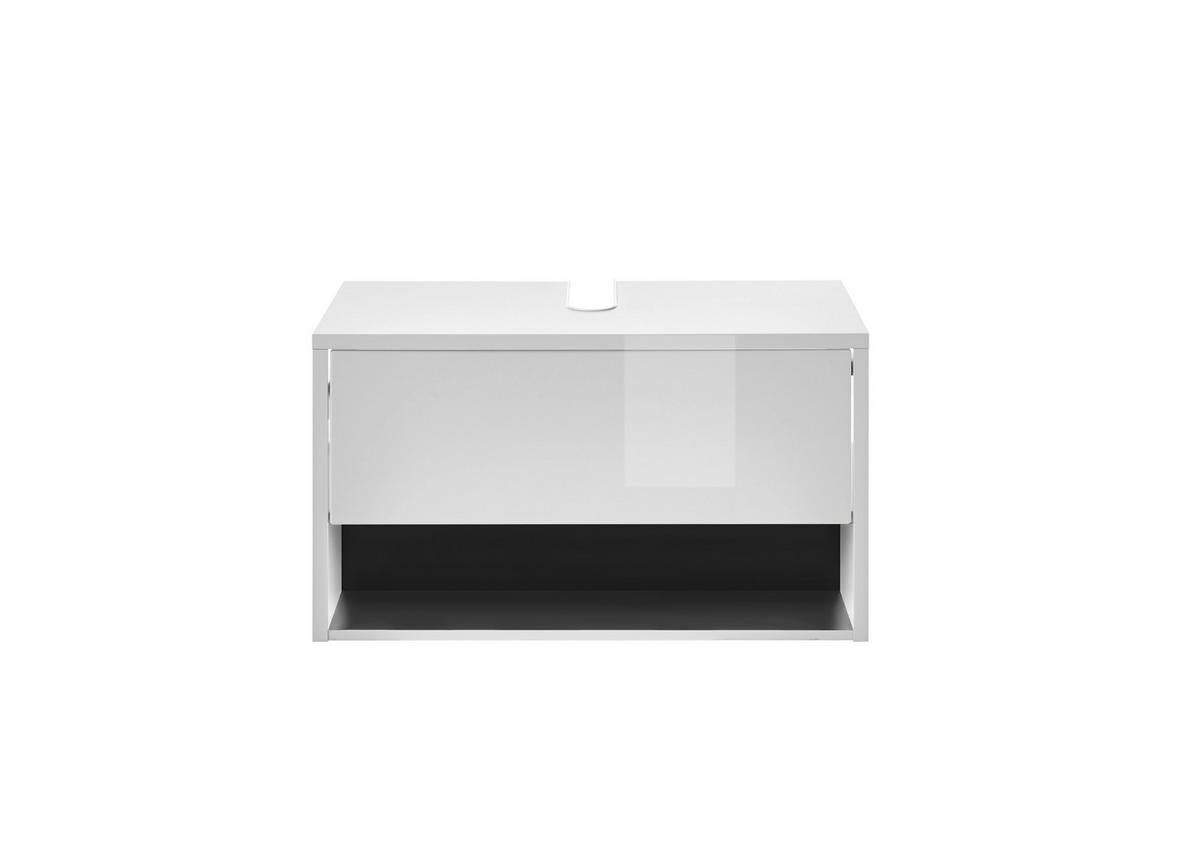 WASCHBECKENUNTERSCHRANK M20 Weiß Hochglanz & Anthrazit 80/44/46 cm breit - Weiß Hochglanz/Anthrazit, Holzwerkstoff (80/44/46cm) - Livojo