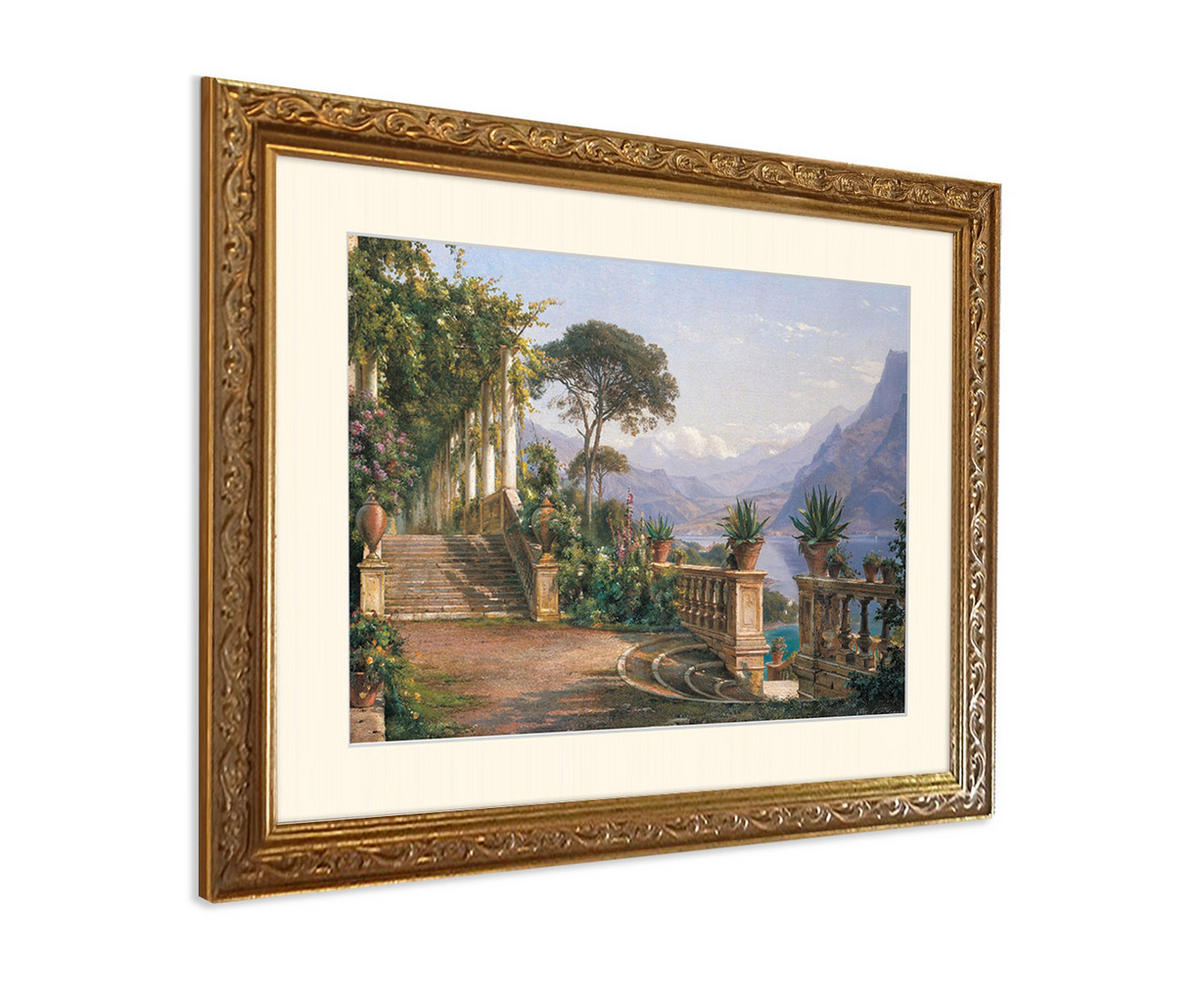 BILD gerahmt 63x53 cm Carl Frederic Aagaard "Lodge on Lake Como" - Gelb, Holz (63/53cm) - artissimo