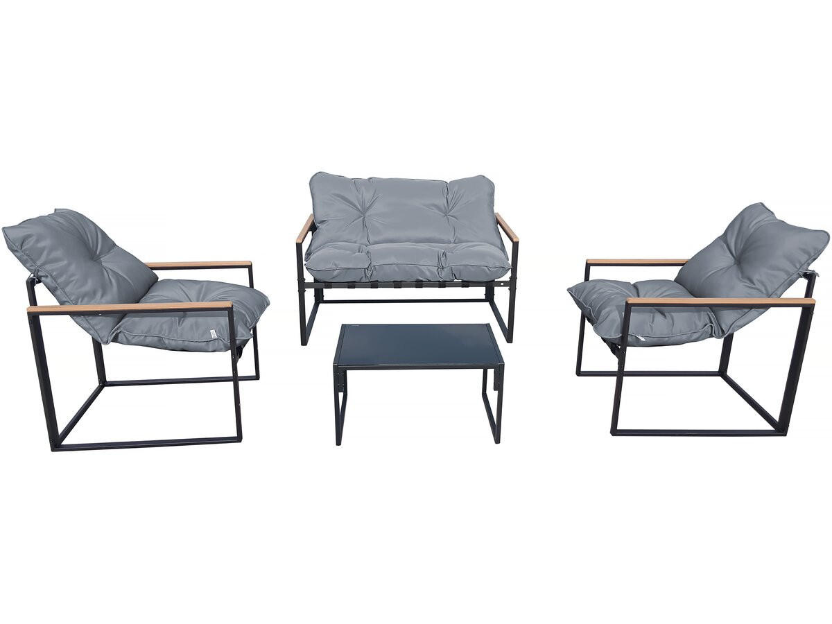 GARTENSITZGRUPPE jules Grau - Hellgrau, Metall - Habitat Garten