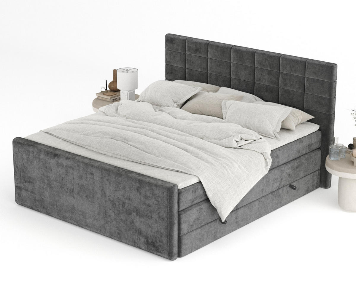 BOXSPRINGBETT Ava Anthrazit 200/200 cm - Anthrazit/Schwarz, Holz/Holzwerkstoff (200/200cm) - Maison de Reve