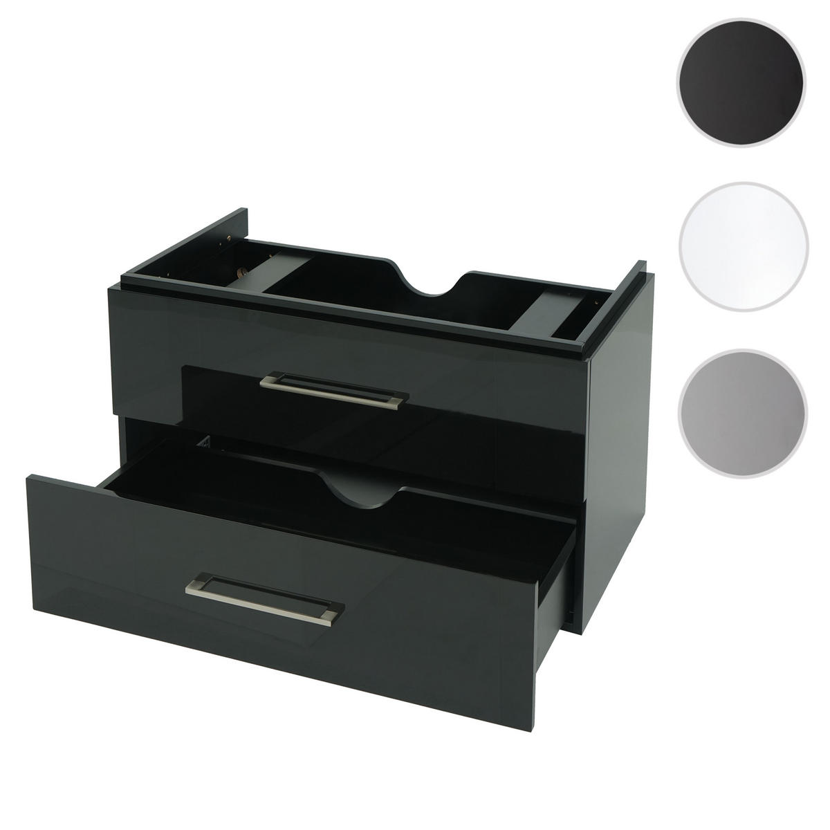 WASCHBECKENUNTERSCHRANK PREMIUM Schwarz - Schwarz, Holz (89/54/46cm) - MCW