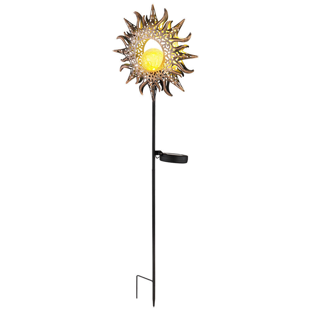 LED AUSSENLEUCHTE Solar Steckleuchte Rost Braun - Braun, Glas (24.2/24.2/81.5cm) - Globo Lighting