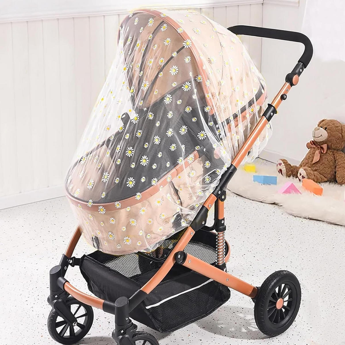 KINDERWAGEN-MOSKITONETZ Gänseblümchen Weiß - Weiß, Textil - Weltevree